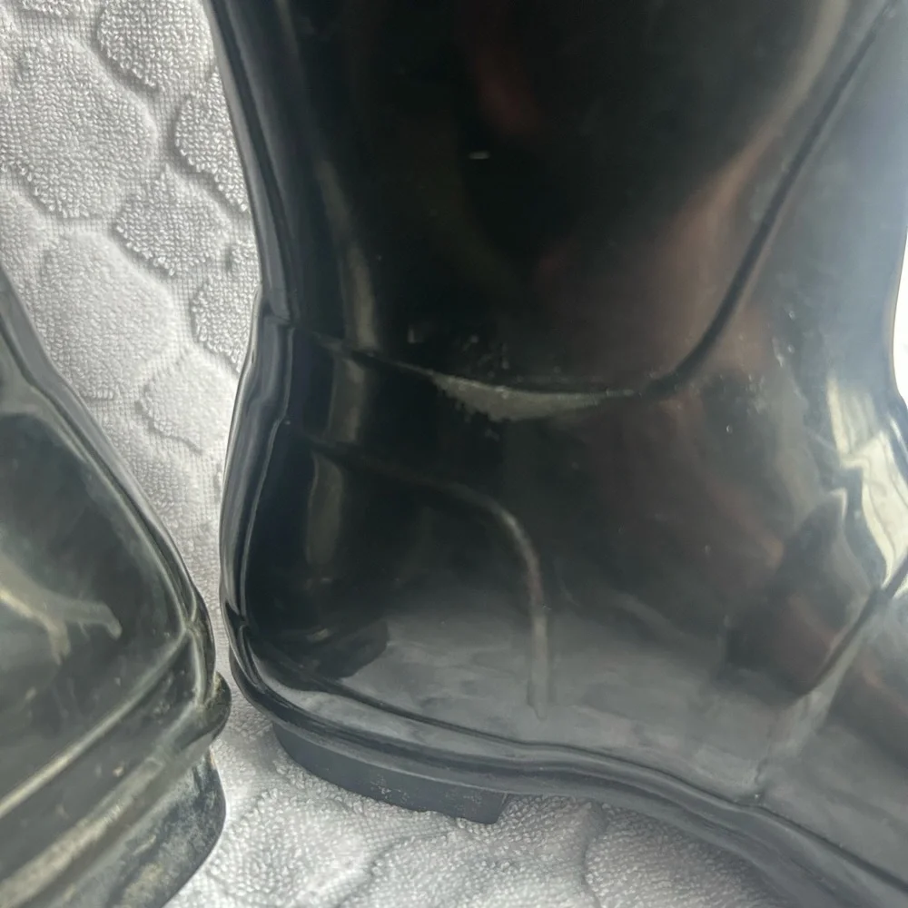 Hunter Black Tall Adjustable Calf Rain Boots Women’s Size 8 Glossy Outdoor